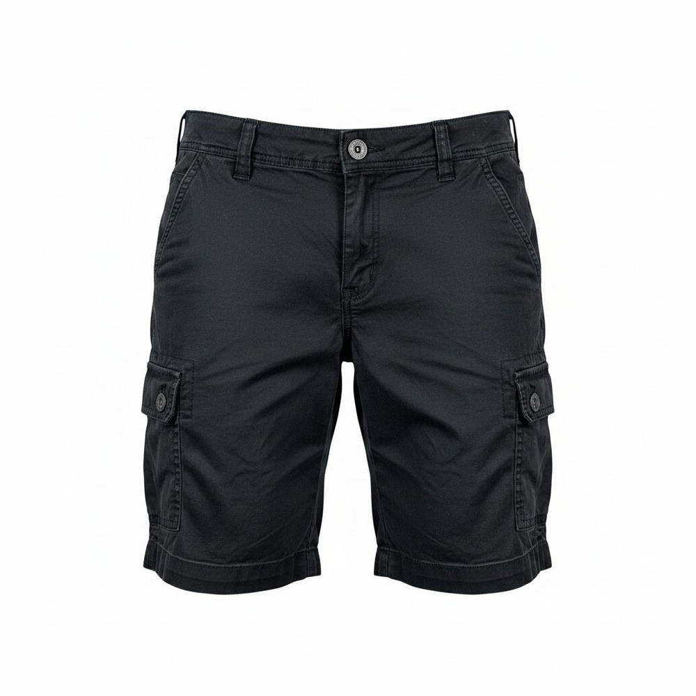 Faded Glory Women's Black Soot Cargo Shorts Size 16 Cotton Stretch Cuffed